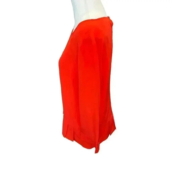 Trina Turk 100% Silk Top Blouse Sheer Orange Lightweight Size Small - Picture 3 of 9